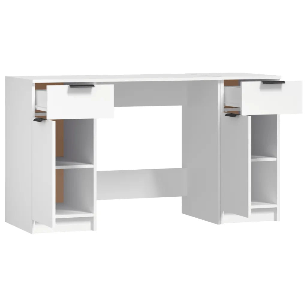 Scrivania con Mobile Laterale-Scrivanie per ufficio e studio Bianco in Legno Multistrato