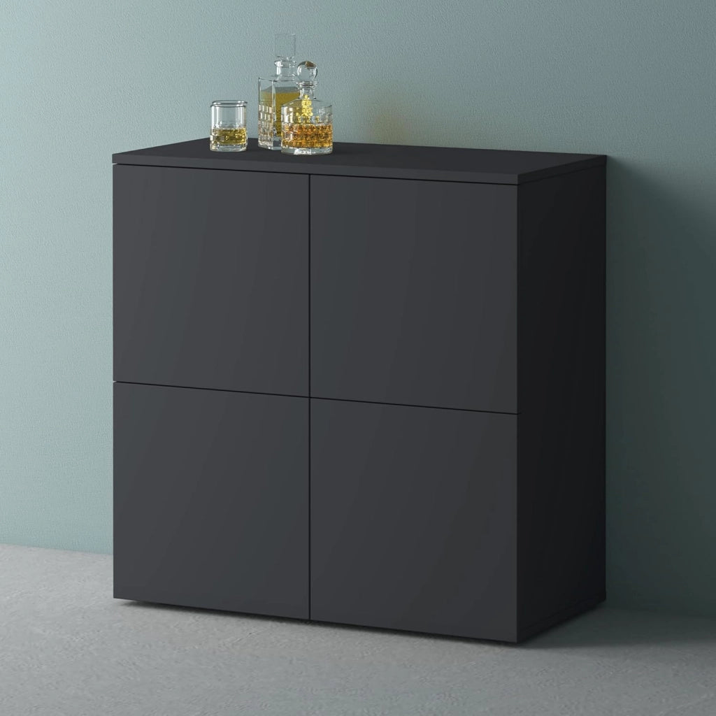 Mai & Mai Mobile Contenitore 100x36.4x98cm, Mobiletto Multiuso con 4 ante e 4 vani per Soggiorno, Sala da Pranzo, Camera da Letto Schrank04, Antracite opaco