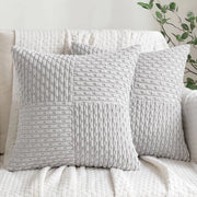 Copriporta a patchwork di corduroy per divano e camera da letto - Moderno e morbido - 50x50 cm - Grigio chiaro - 2 pezzi