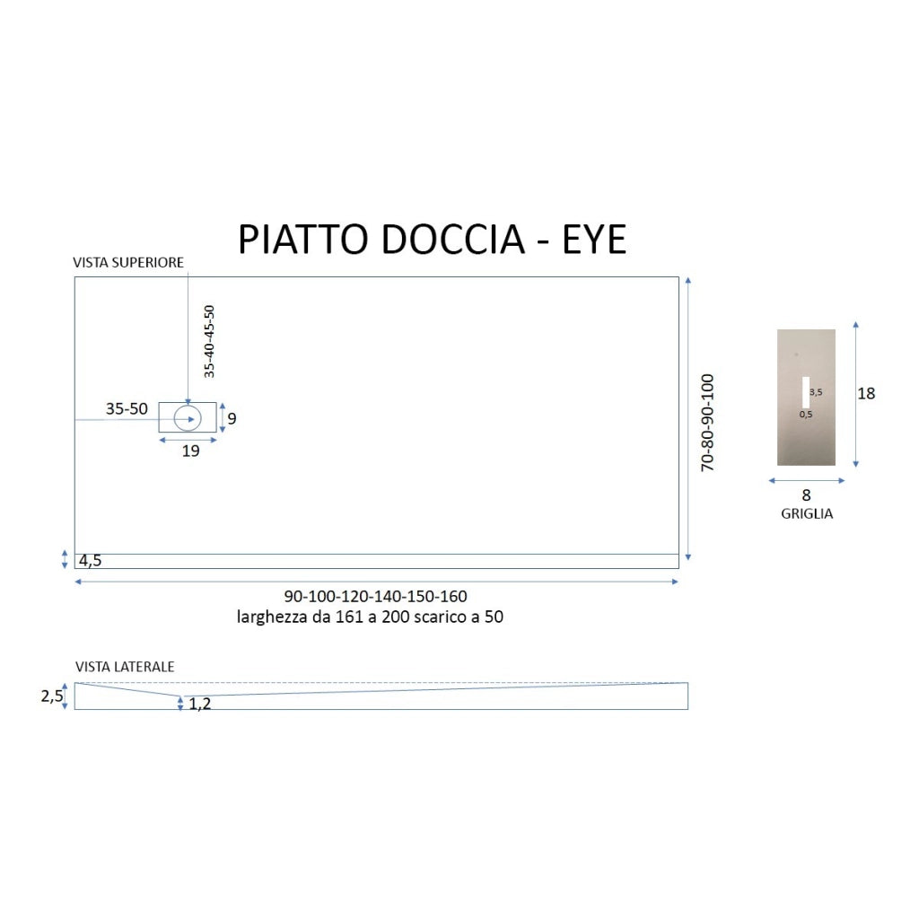 Piatto doccia in marmoresina nero effetto pietra cemento maka, misura 80x100