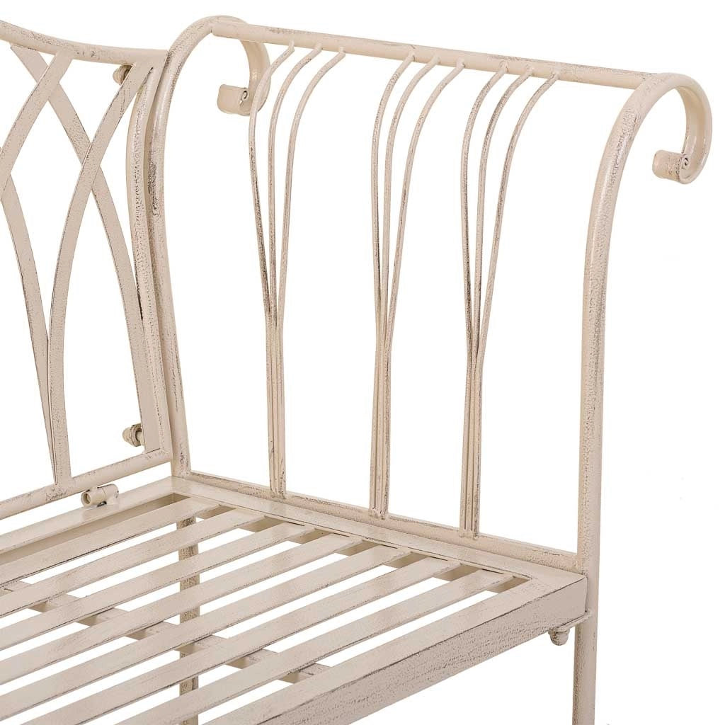 Sgabello in ferro battuto bianco 110x50x88h