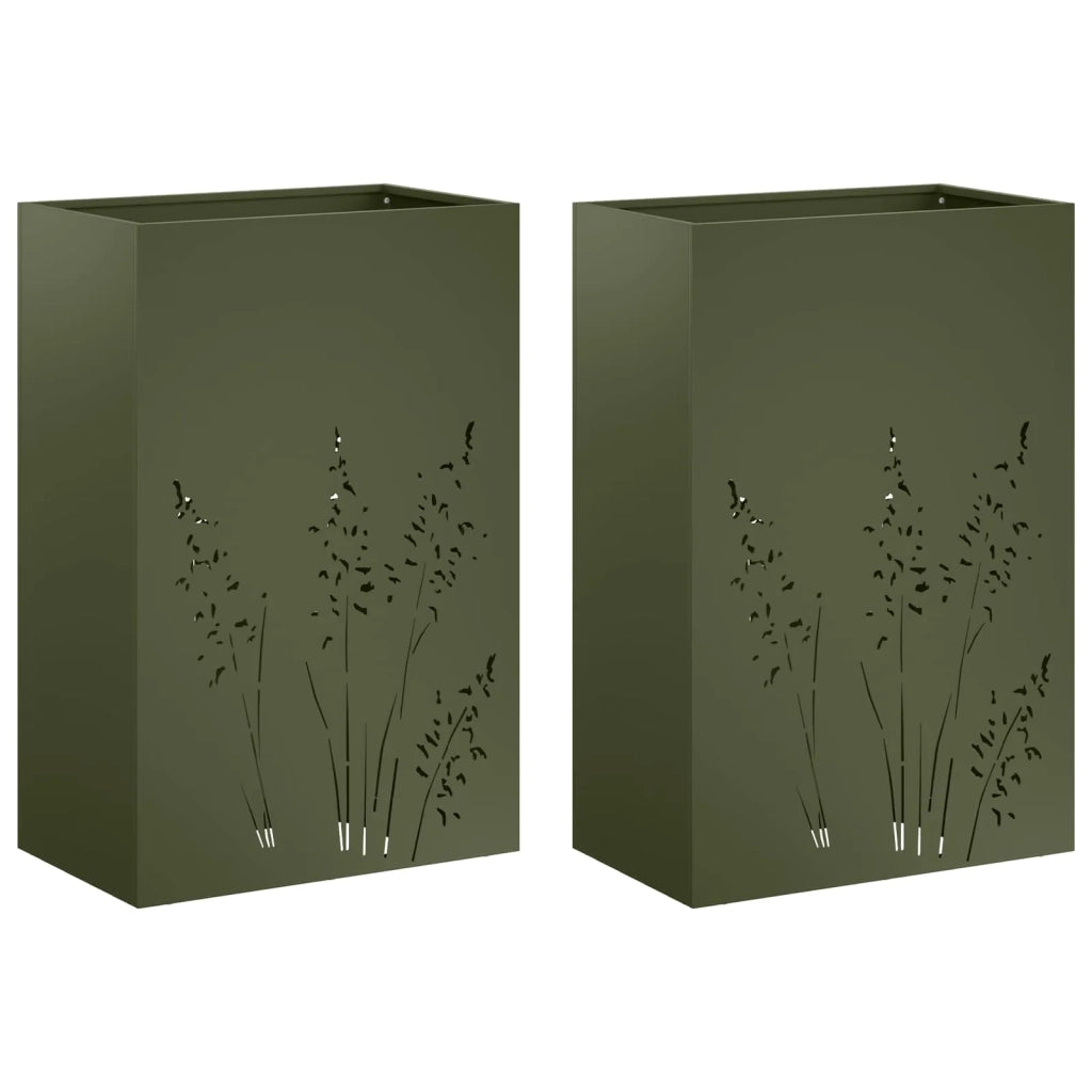 Vaso da giardino 2 pz Verde Oliva 50 x 30 x 75 cm 8005785