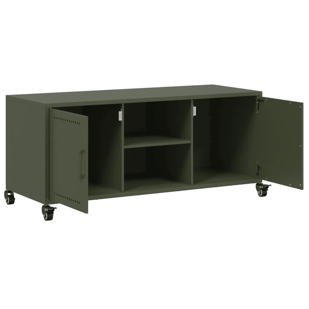Mobile TV Verde Oliva 100,5x39x43,5 cm in Acciaio