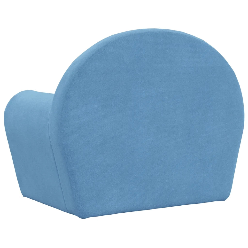 Divano per Bambini-Sofa-Divanetto Blu in Morbido Peluche 504284