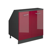 Mobile cucina sottotetto R-Line Rosso lucido/Antracite 80 cm con 2 porte, carcassa 60 cm profondità Vicco