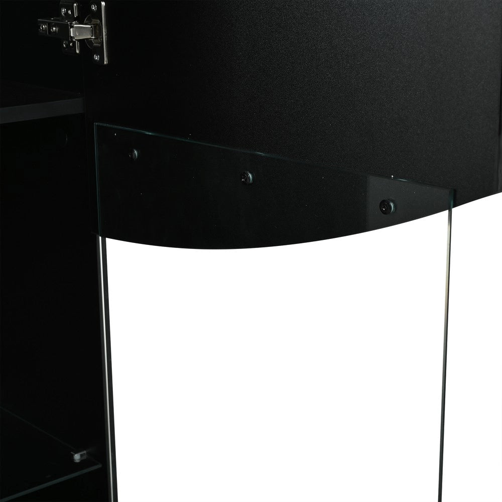 Vetrina Alta da Soggiorno con LED ¨C Xylo ¨C Nero Lucido 35x50x165