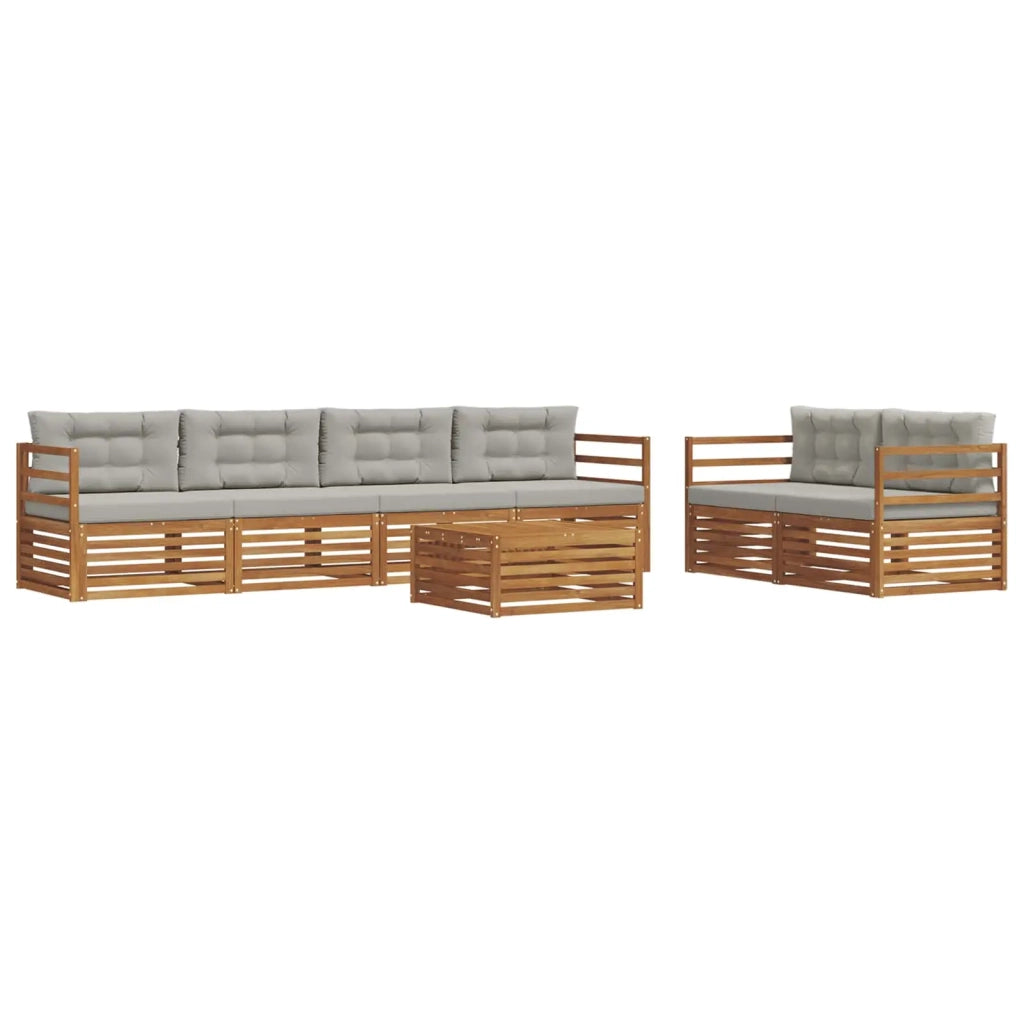 Set di divani da esterno 7 pcs Grigio Naturale e Chiaro