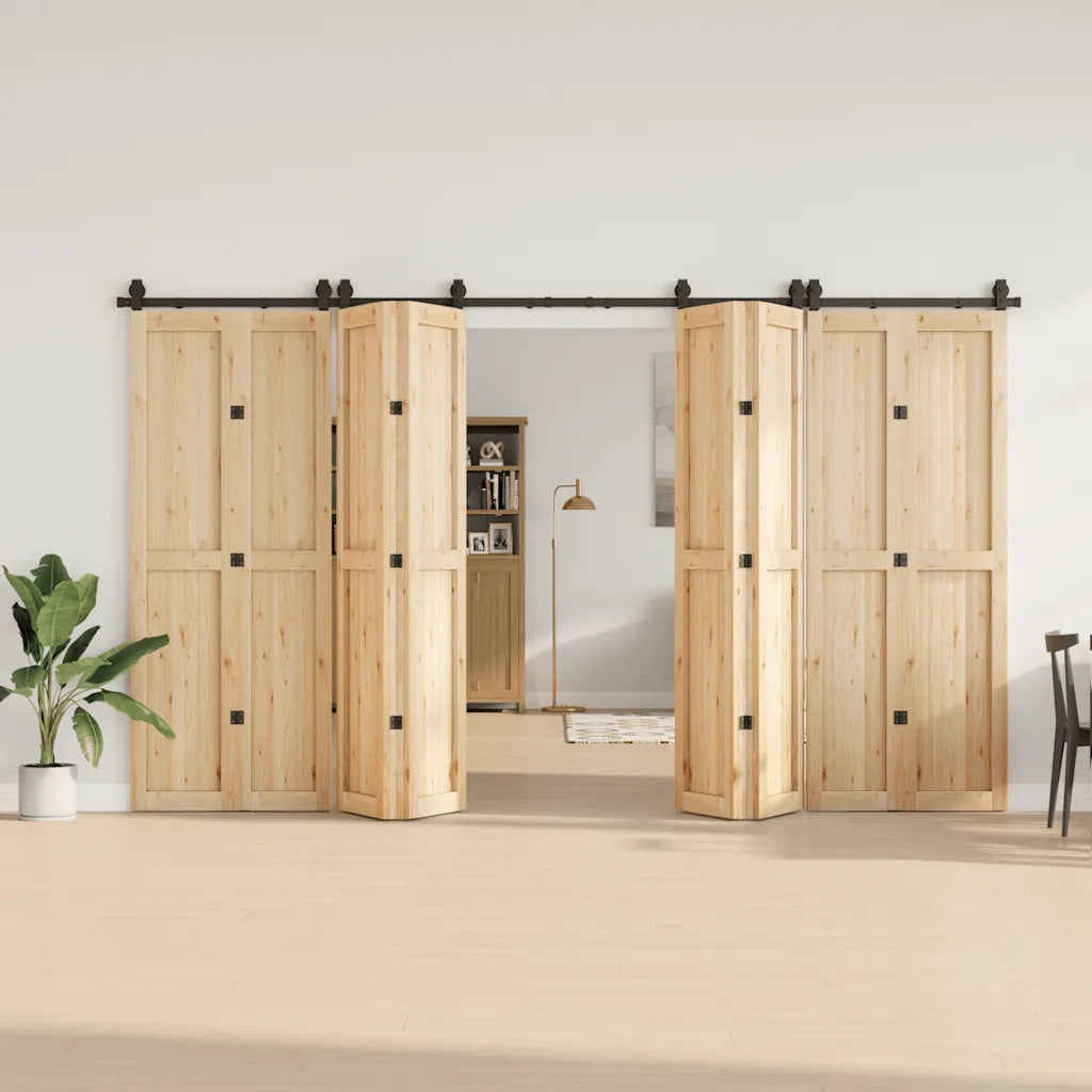 Kit di Binari per Porte Scorrevoli 366 cm Acciaio Nero CFW2387485
