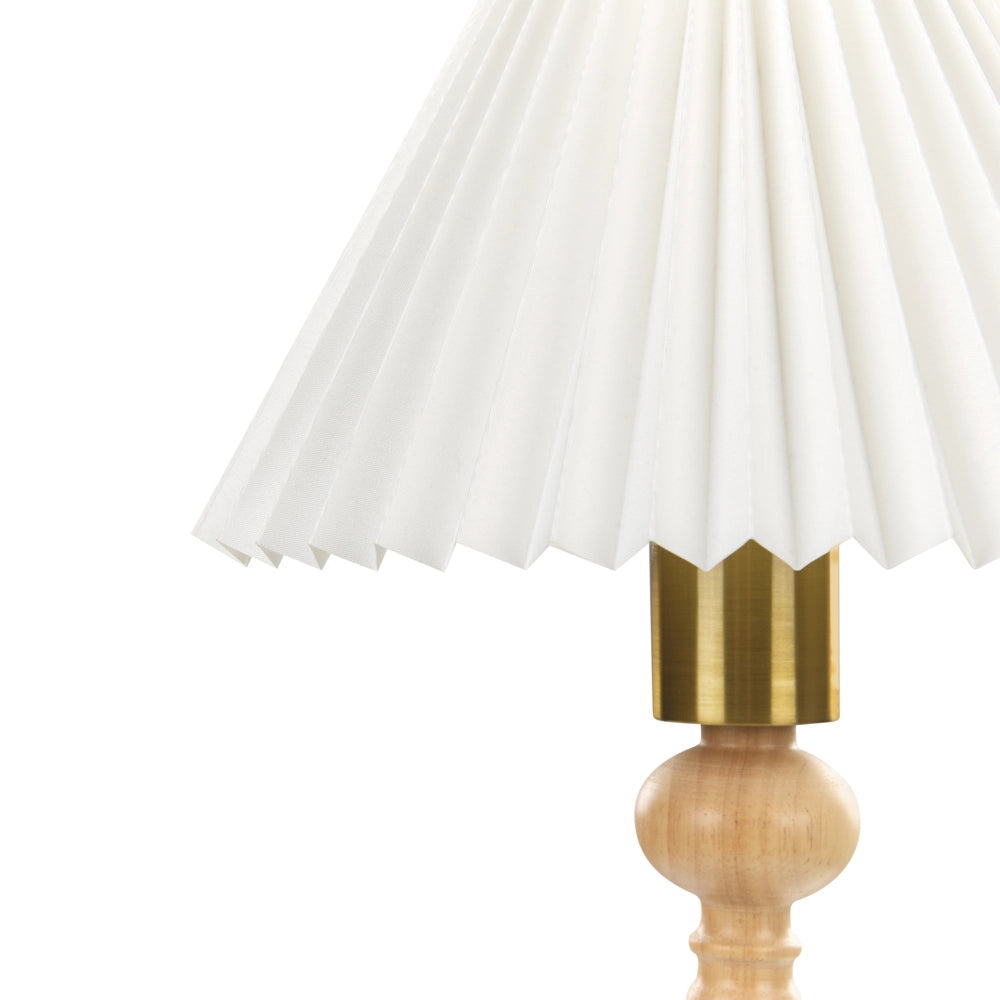 Lampada da tavolo elegante in legno chiaro 39 cm stile retrò elegante glamour