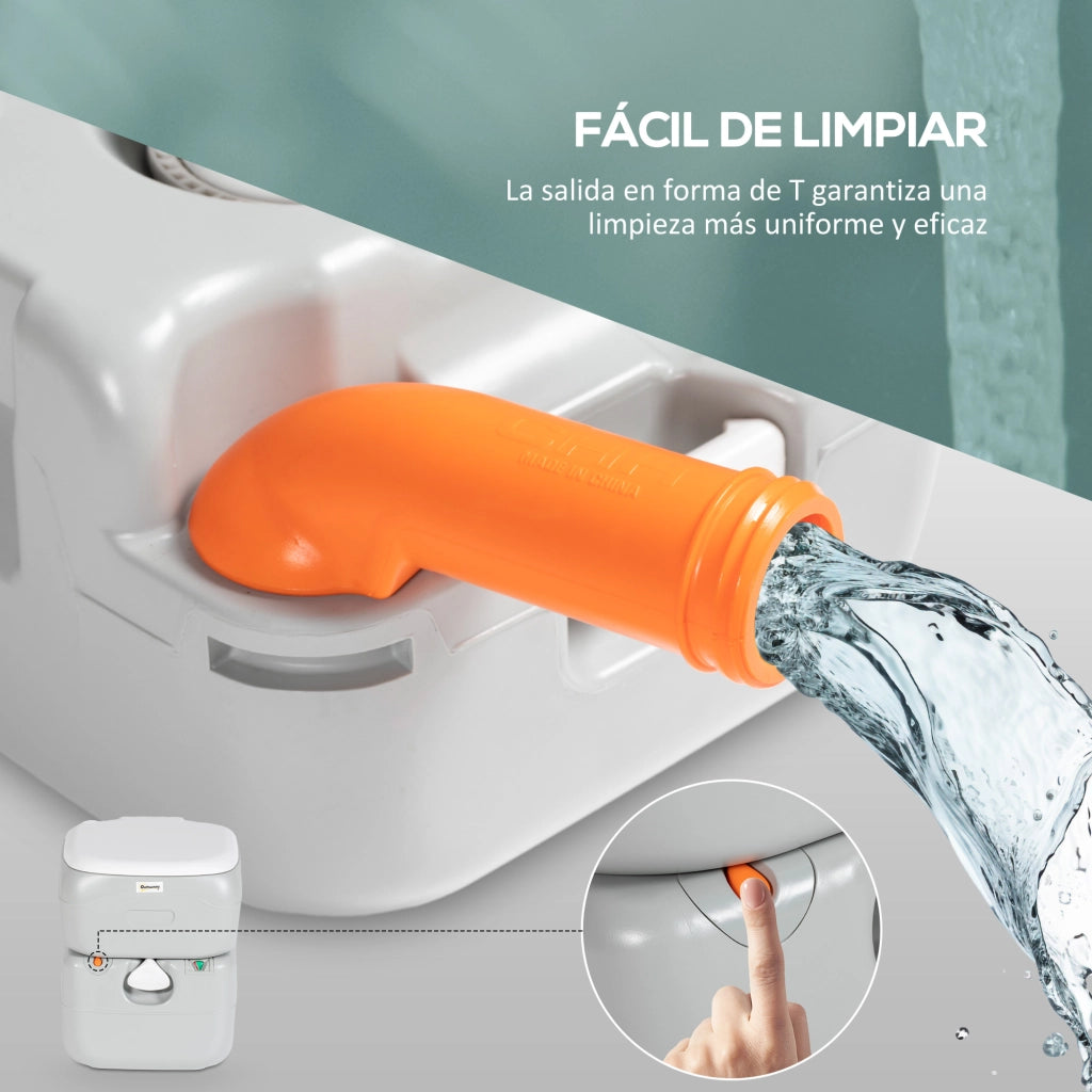 WC Portatile 20L con Indicatore di Livello ¨C zephmum ¨C Grigio 33x40x43 cm