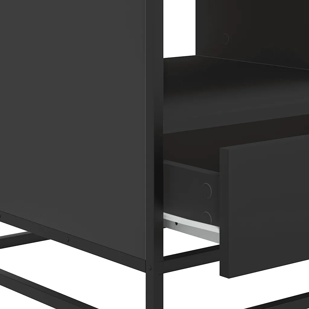 Tavolino Salotto Nero 100x50x45 cm Legno Multistrato e Metallo