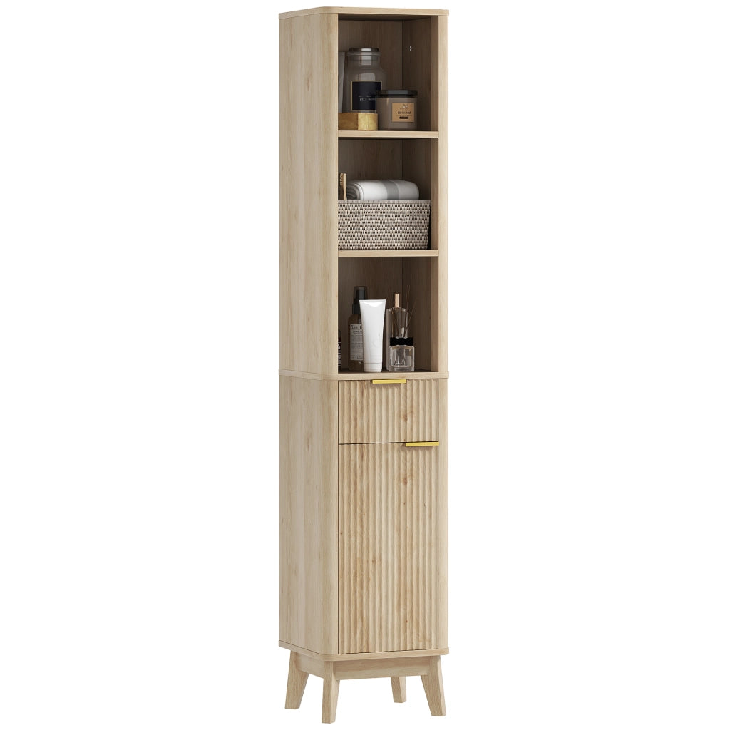 Colonna bagno alta con ripiani e cassetto ¨C Xylo ¨C legno 33x30x170 cm