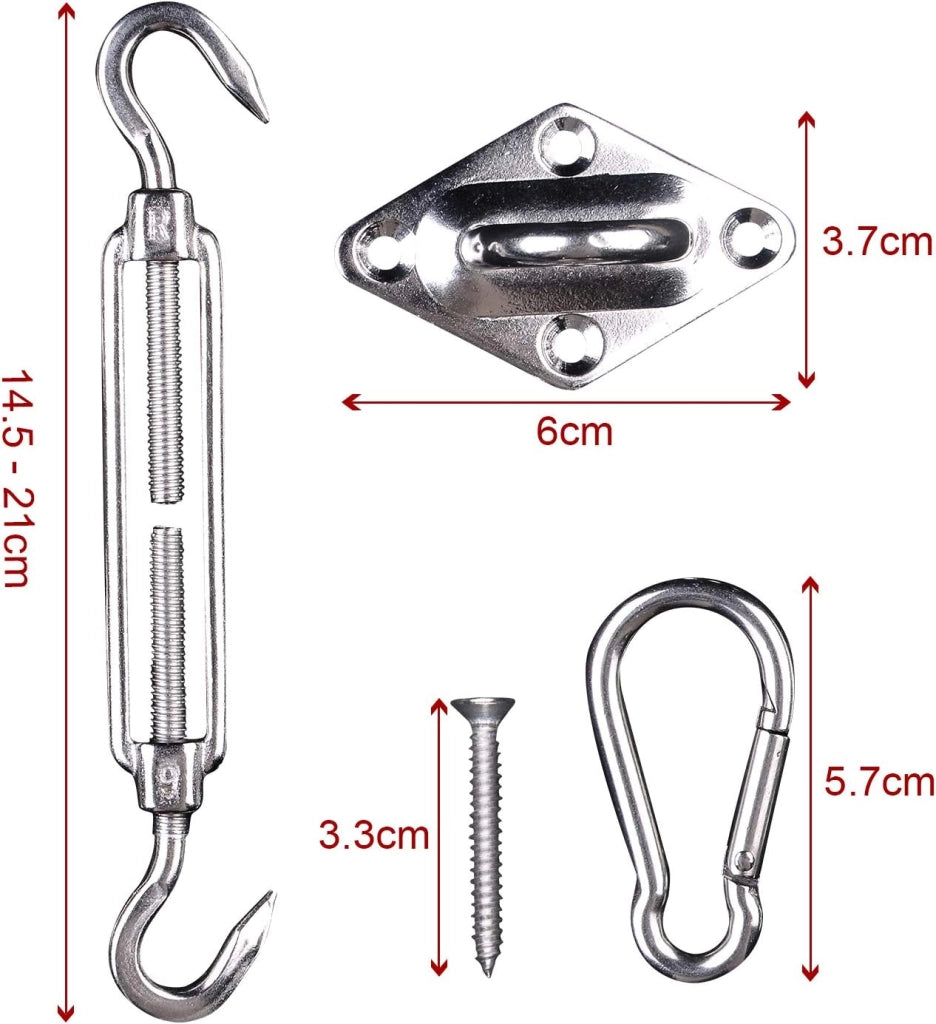 Kit di Fissaggio per Tende a Vela Accessori di Montaggio in Acciaio Inox