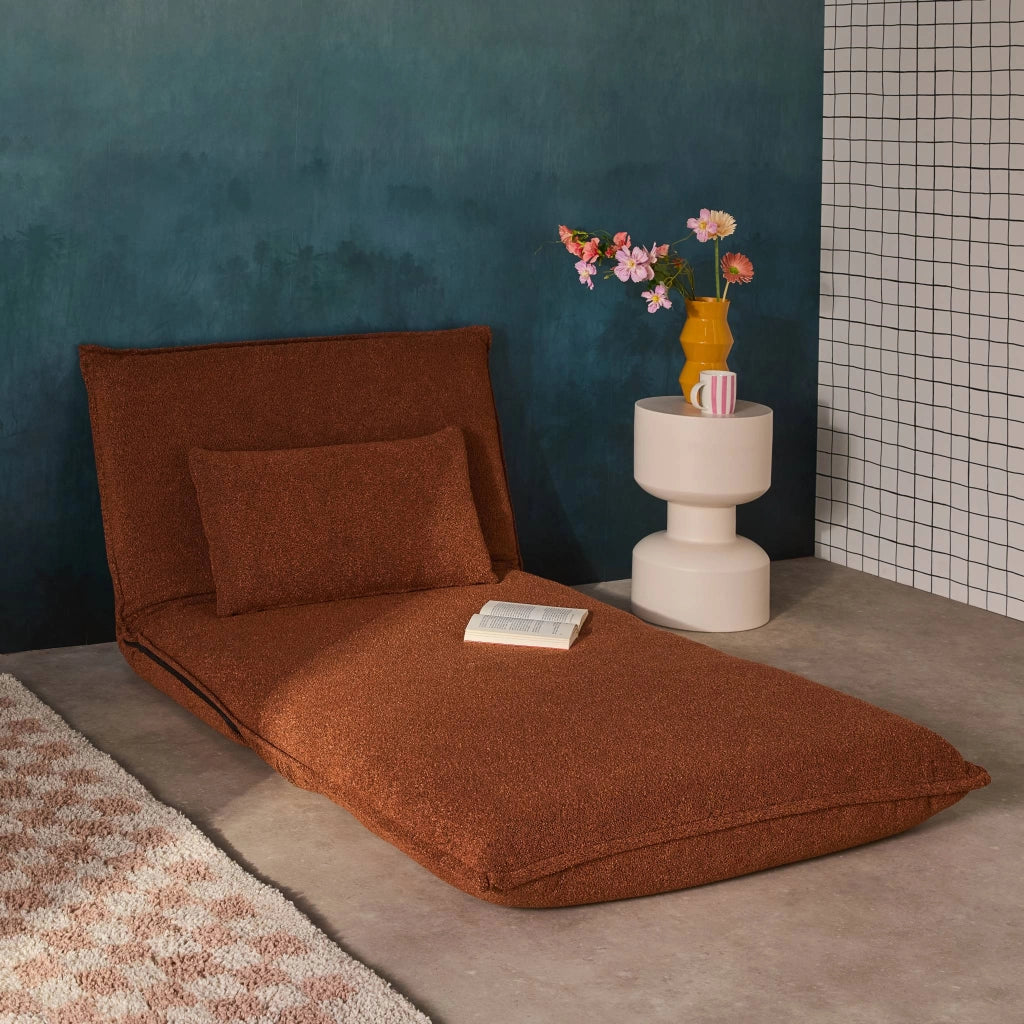 Poltrona letto trasformabile 1 posto bouclé testurizzato, terracotta