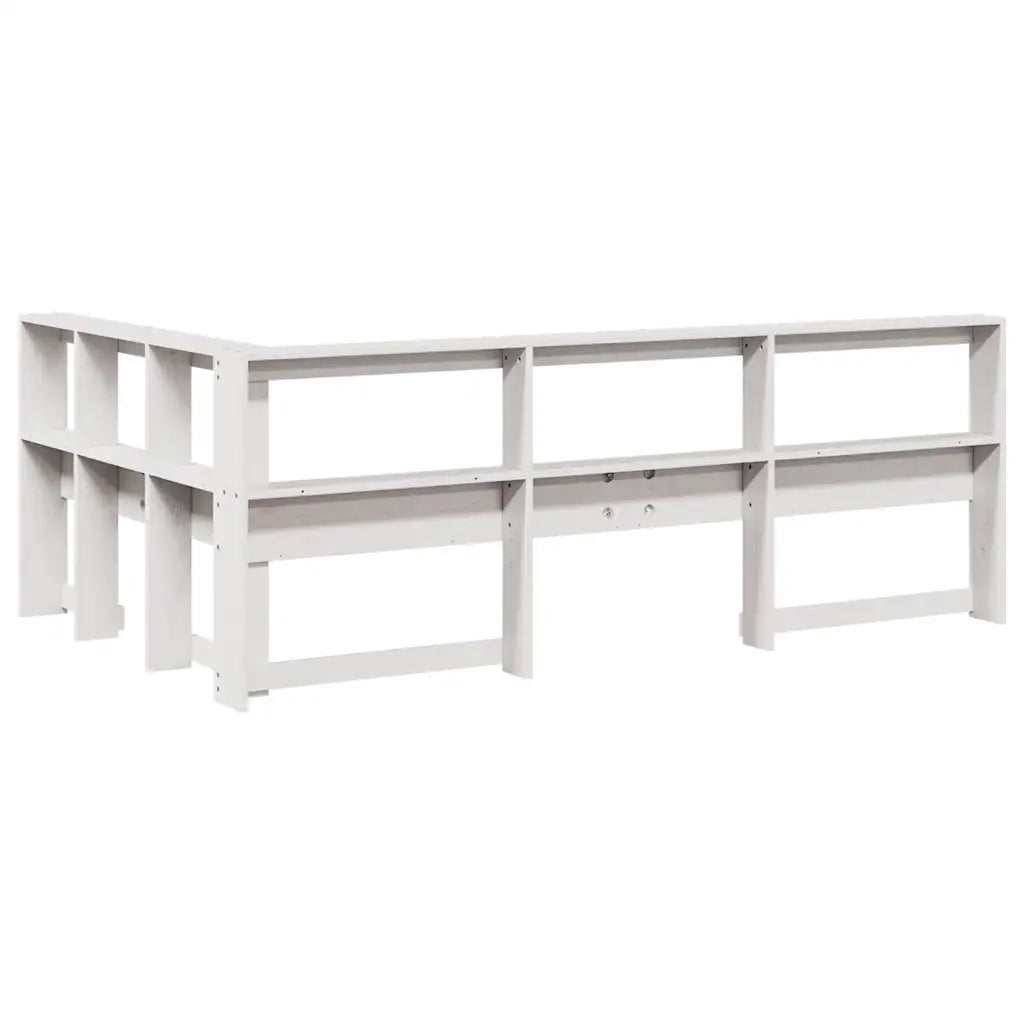Testiera libreria a L-Testata contenitore Bianca 120 cm in Legno Massello di Pino
