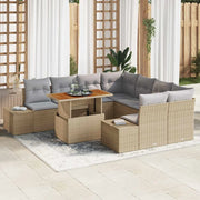 Set Divano da Giardino 9 pcs Beige Poly Rattan