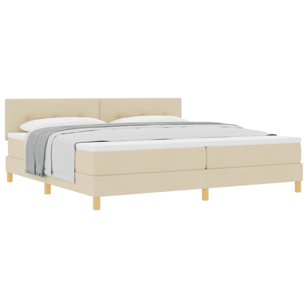 Letto Box Spring con Materasso Panna 200x200 cm Tessuto