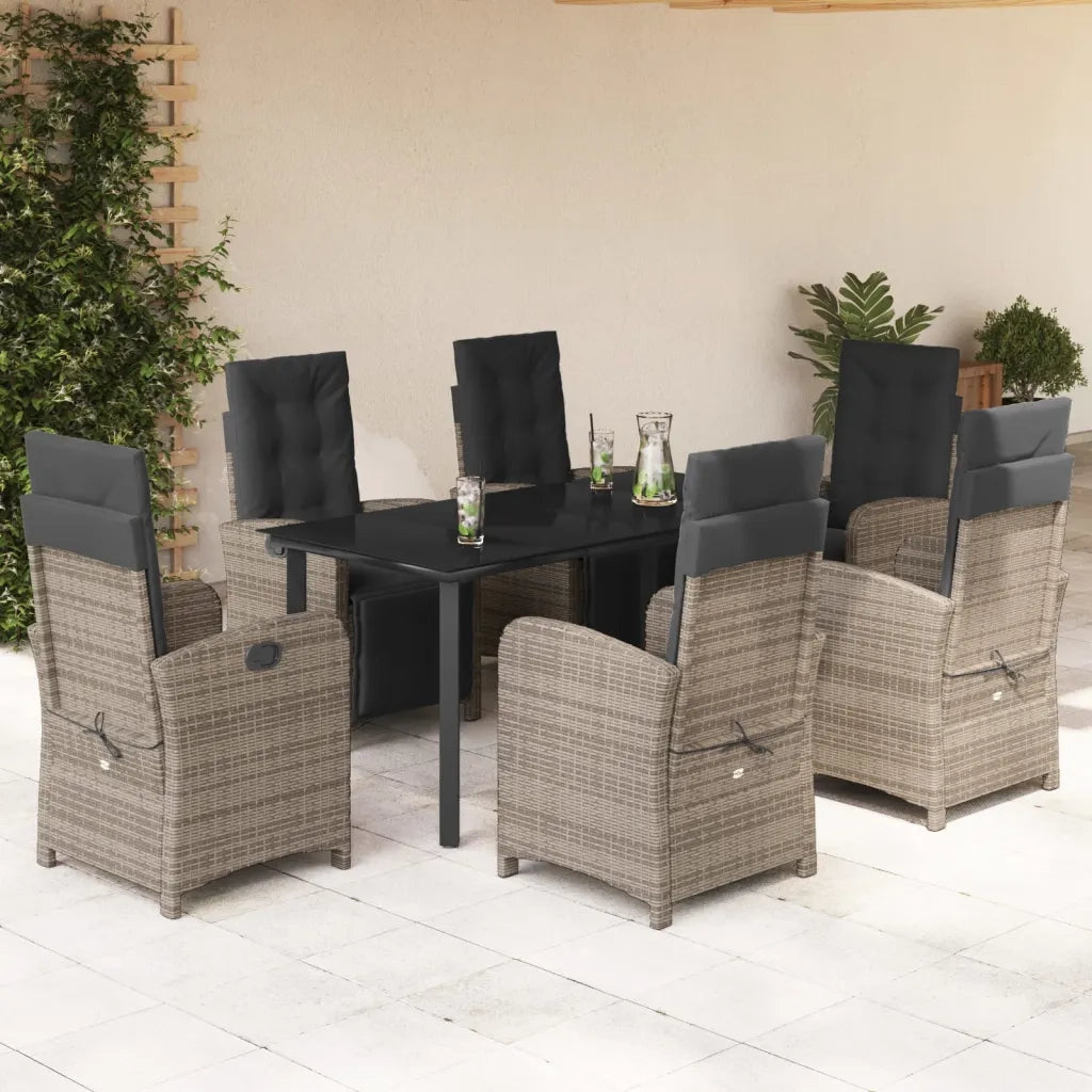 Set da Pranzo da Giardino 7 pz con Cuscini in Polyrattan Grigio 3212567