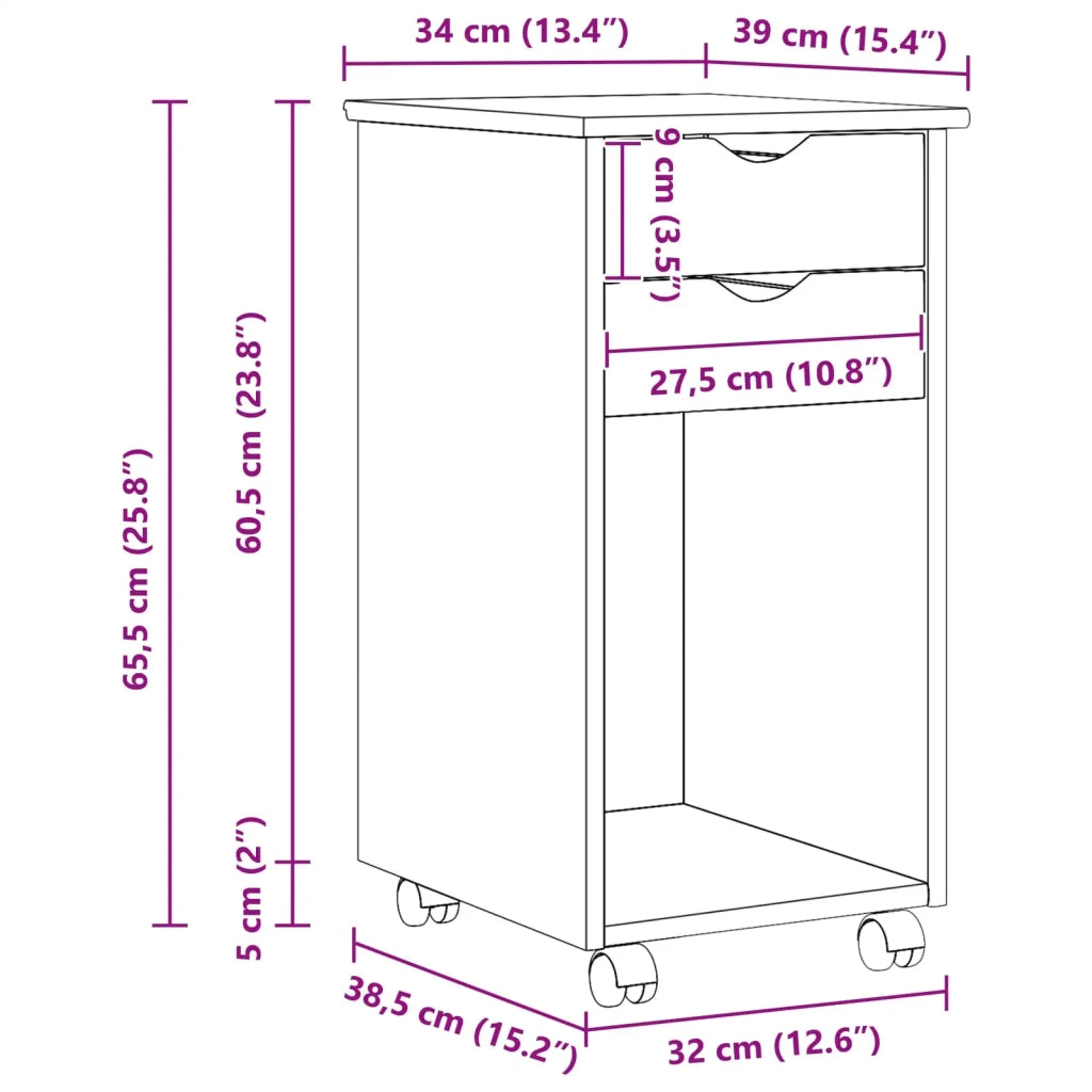 Mobile con Ruote Marrone 34 x 39 x 65,5 cm