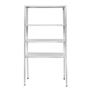 Scaffale in metallo con 4 ripiani, 147x75x30 cm, 45 kg/ripiano, montaggio con viti, zincato