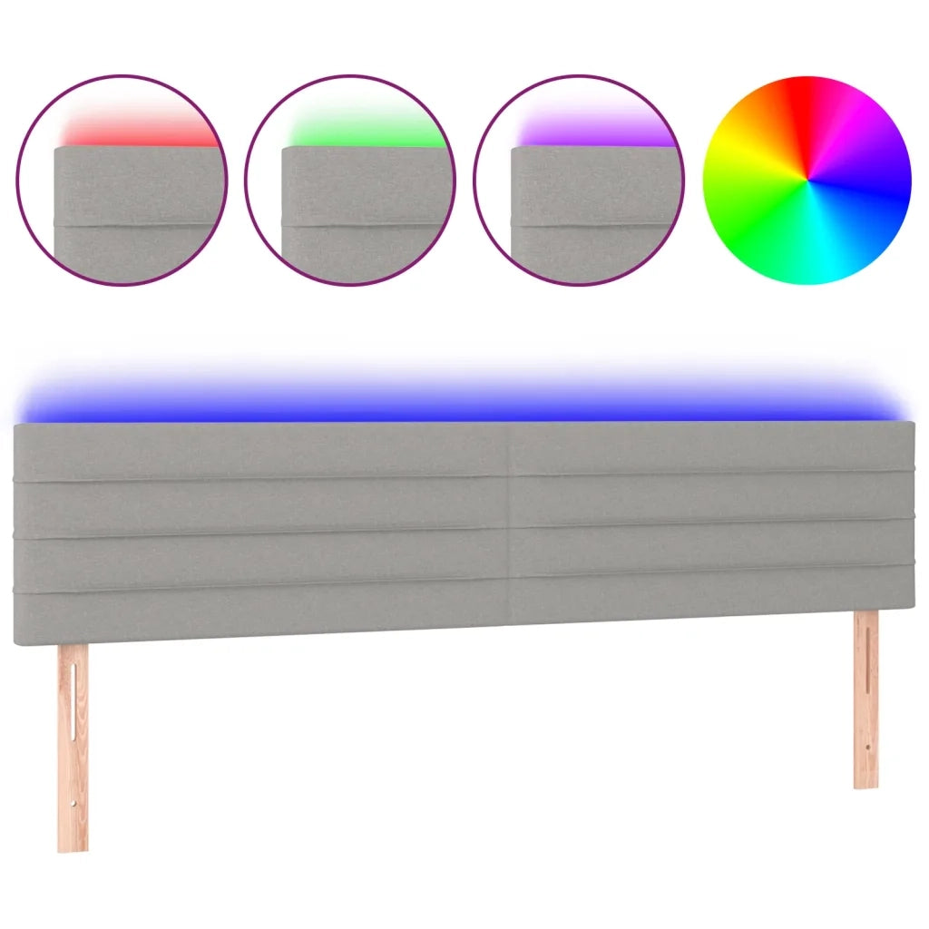 Testiera | Testata a LED Grigio Chiaro 160x5x78/88 cm in Tessuto