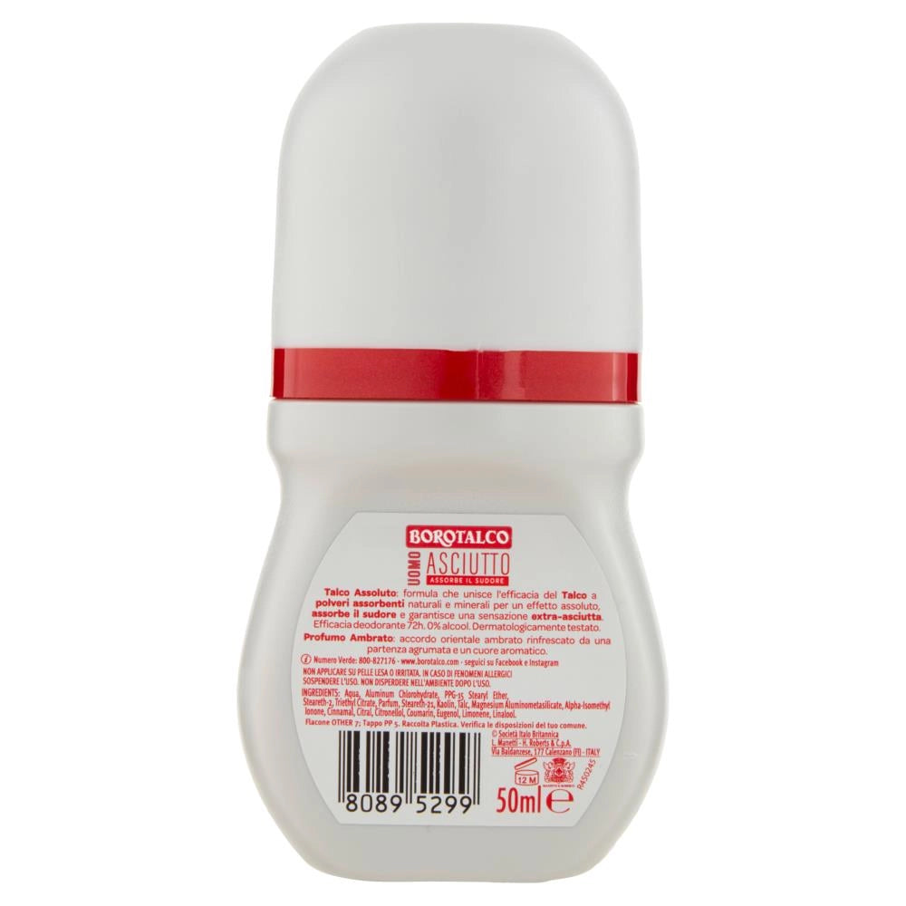 BOROTALCO SET 6 PZ DEO ROLL-ON 50ML L'UNO NEW ASCIUTTO PROFUMO AMBRATO NO ALCOOL 72H