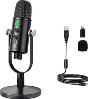 Microfono condensatore metallico USB - adatto per PC, Mac, Twitch, YouTube microfono da gioco plug-and-play - microfono computer - microfono per registrazioni live podcast