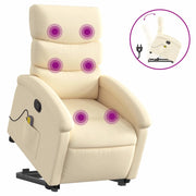 Poltrona Alzapersona Massaggiante | Sedia Relax Reclinabile Crema in Tessuto