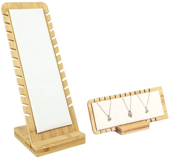 Supporto per Collane e Pendenti in Legno con 12 Fessure Beige