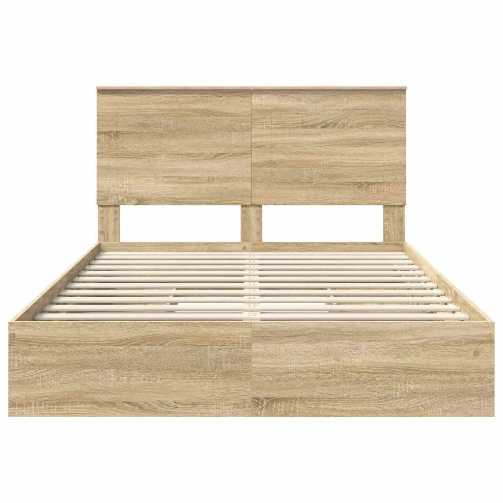 Letto con Contenitore con testiera Rovere Sonoma 140 x 190 cm 3409547