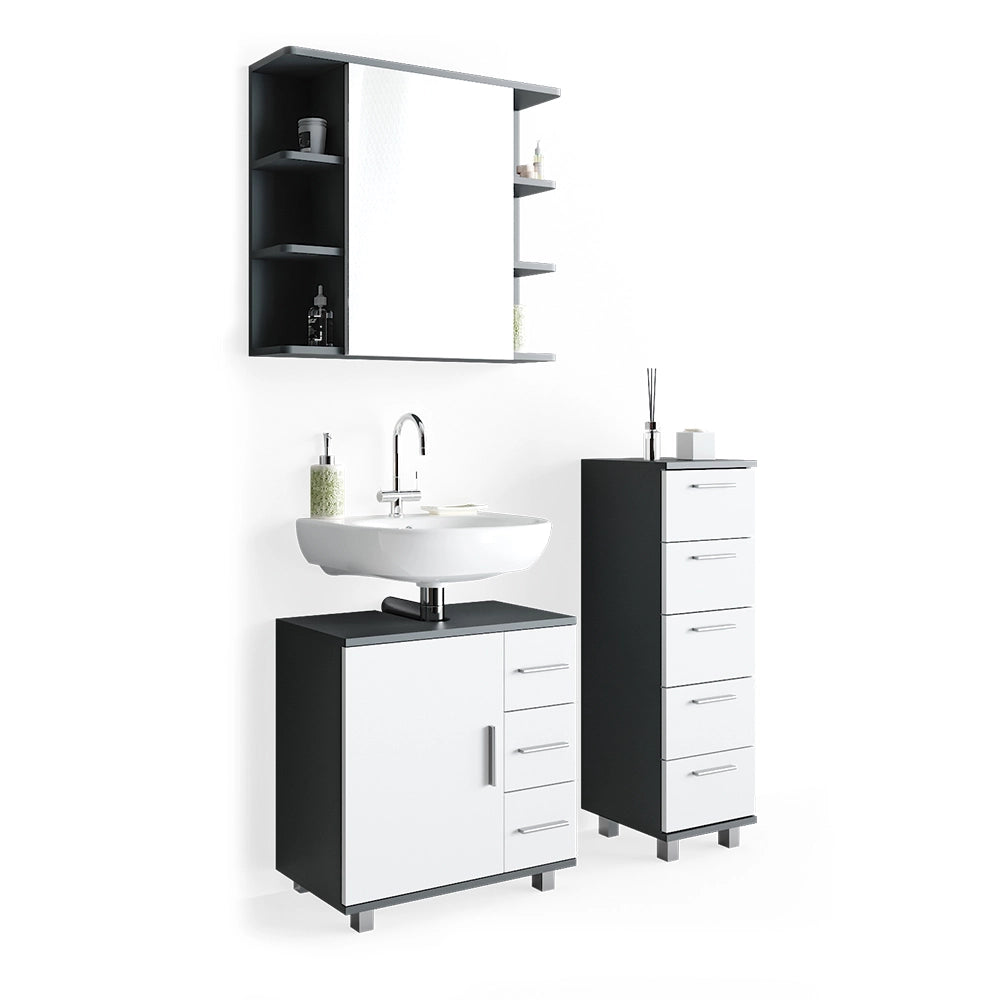 Vicco Set mobili bagno Antracite 3 parti