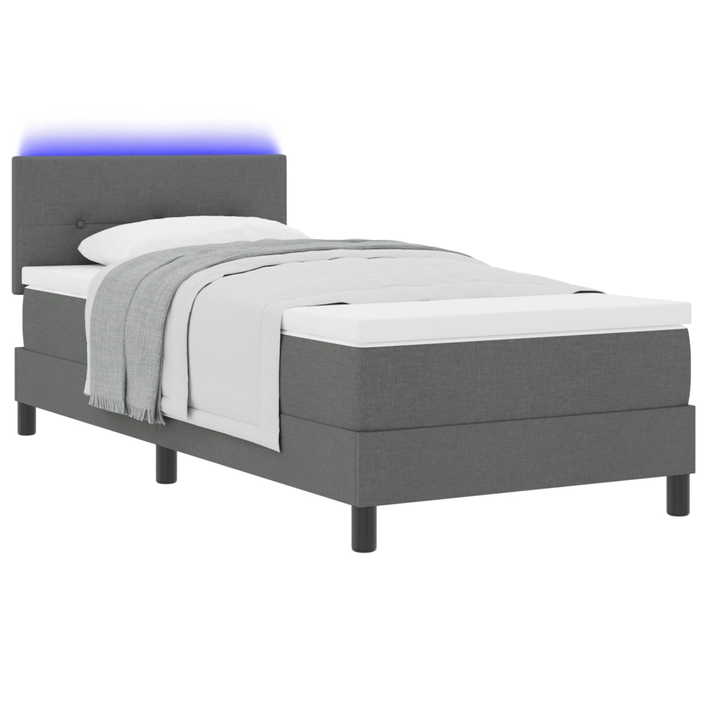 Letto a Box con Materasso e LED Grigio Scuro 90x200 cm Tessuto