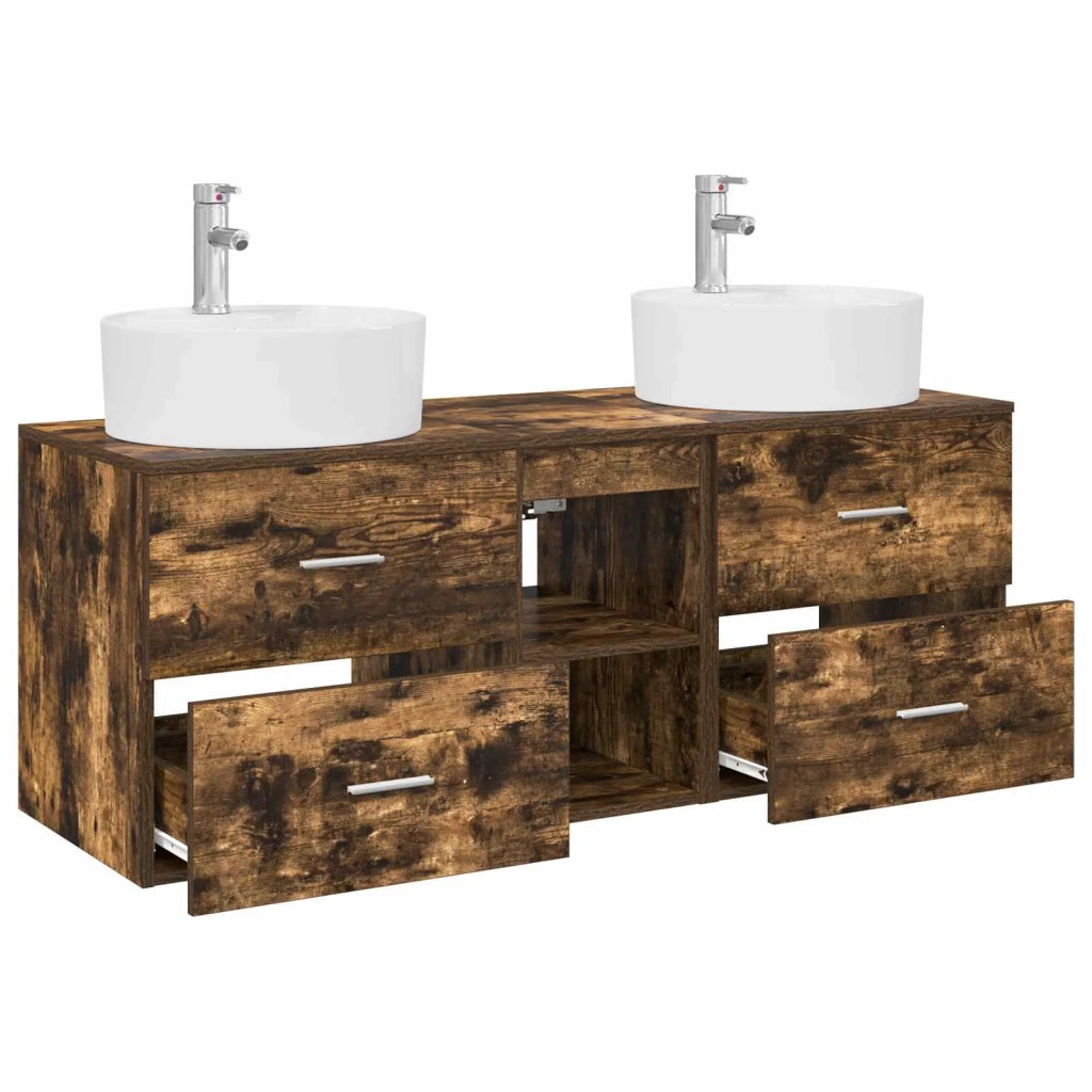 Set di Armadi da Bagno 3 pz Rovere Fumo 49,5 x 44,5 x 65 cm 3405879
