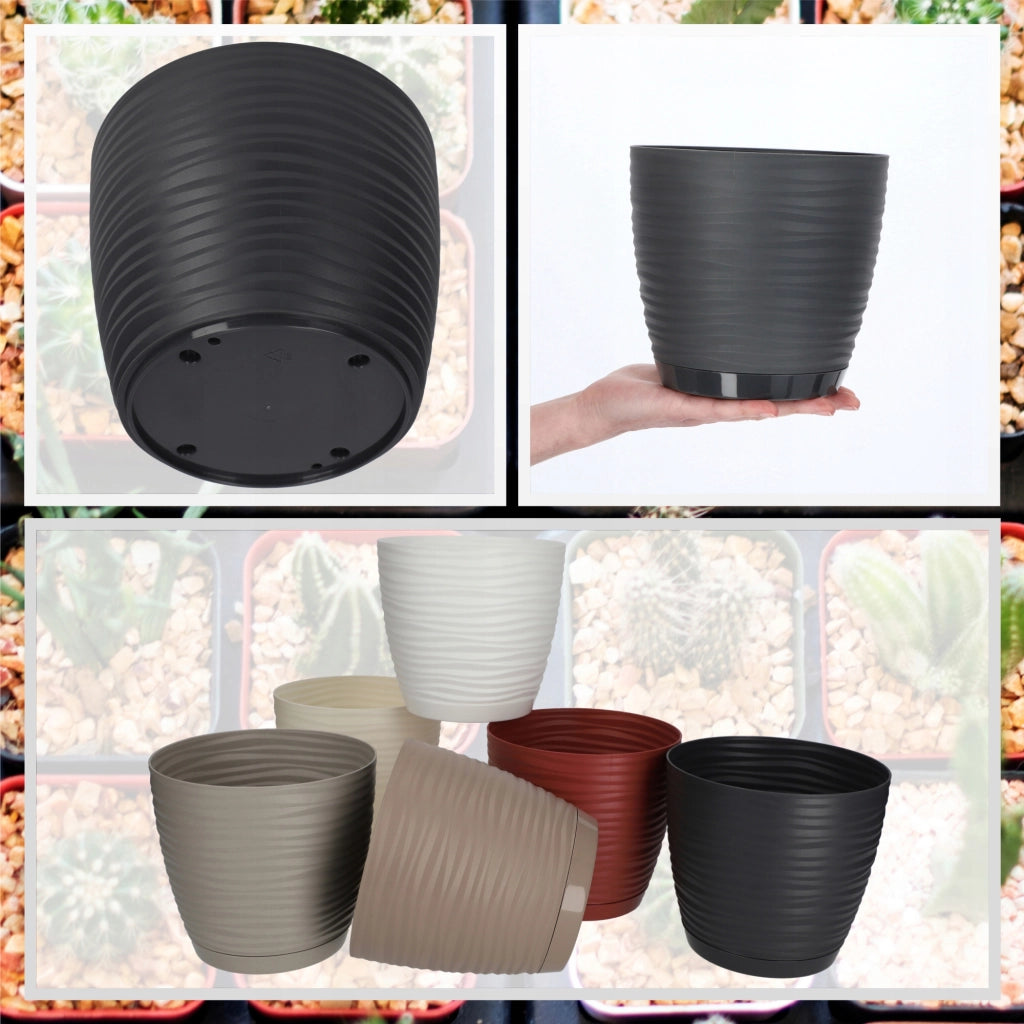 Vaso da fiori KADAX rotondo da 17 cm in plastica color antracite