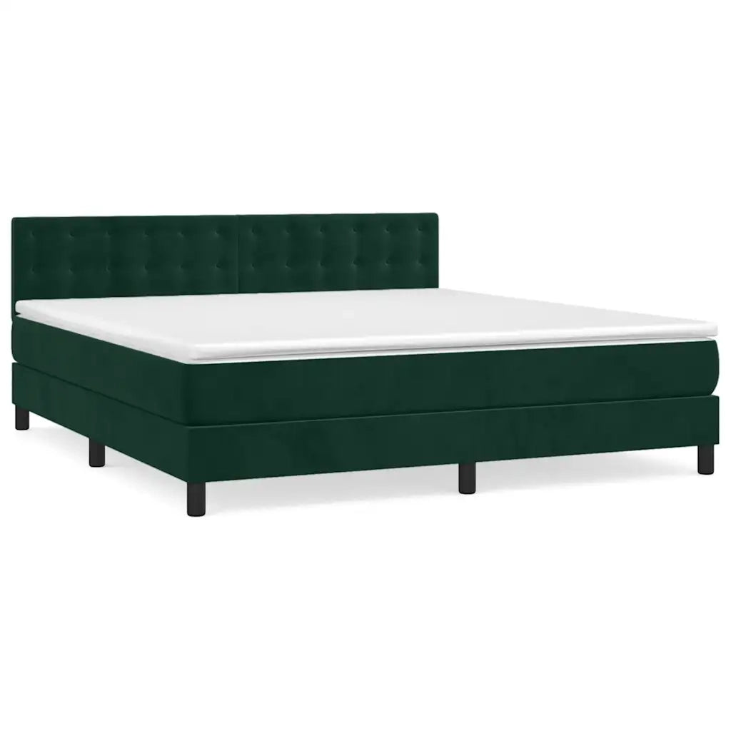 Giroletto a Molle con Materasso Verde Scuro 160x200 cm Velluto 3141554