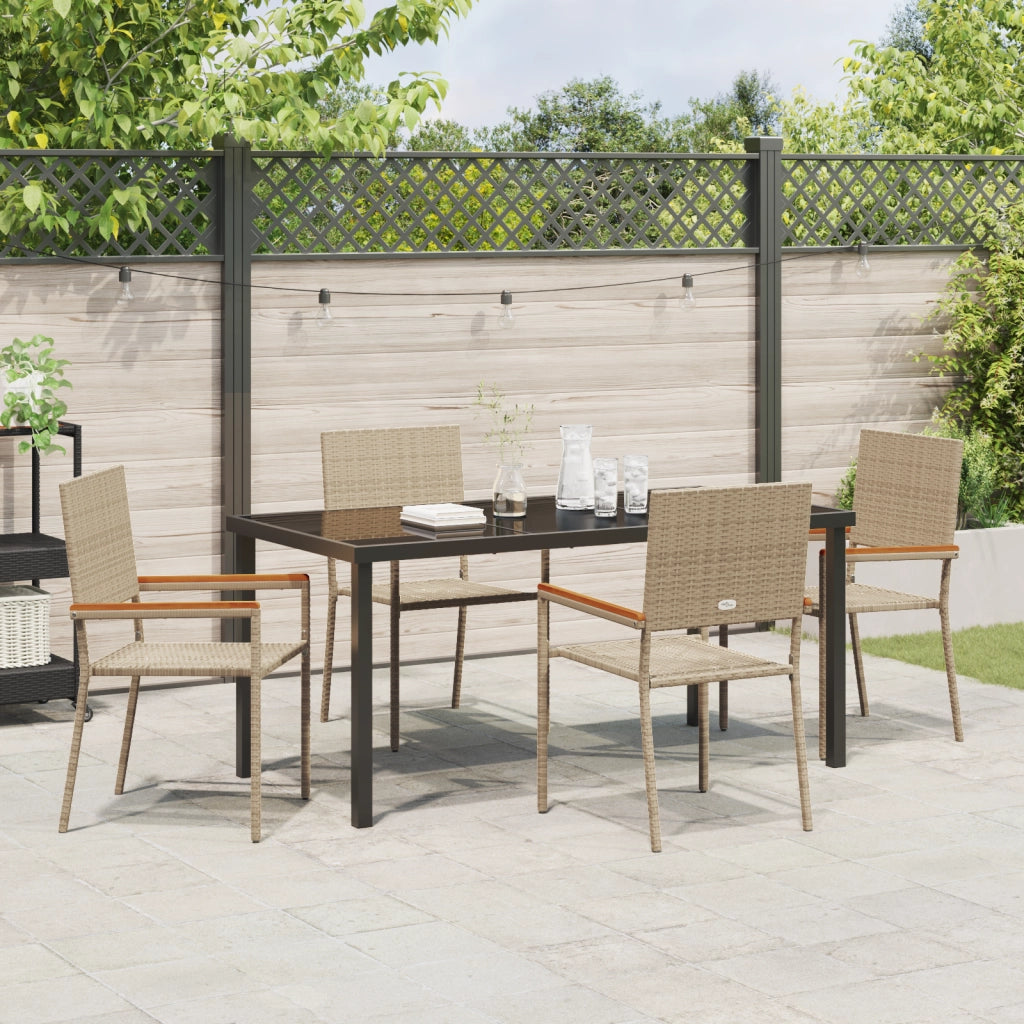 Set da Pranzo da Giardino 5 Pezzi Beige Polyrattan