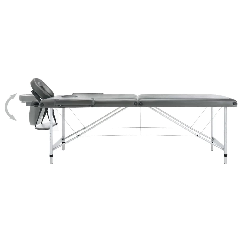 Lettino da massaggio a 2 sezioni con struttura in acciaio inox 186 x 68 cm antracite 02_0001797