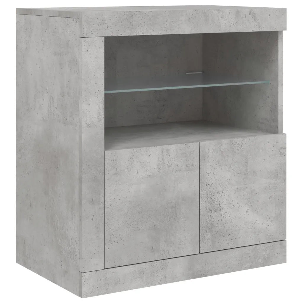 Credenza | Madia | Buffet da pranzo | Armadio da pranzo con Luci LED Grigio Cemento 283x37x67 cm