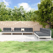 Set Salotto da Giardino 6 pz Bianco in Legno Massello di Pino 3186607
