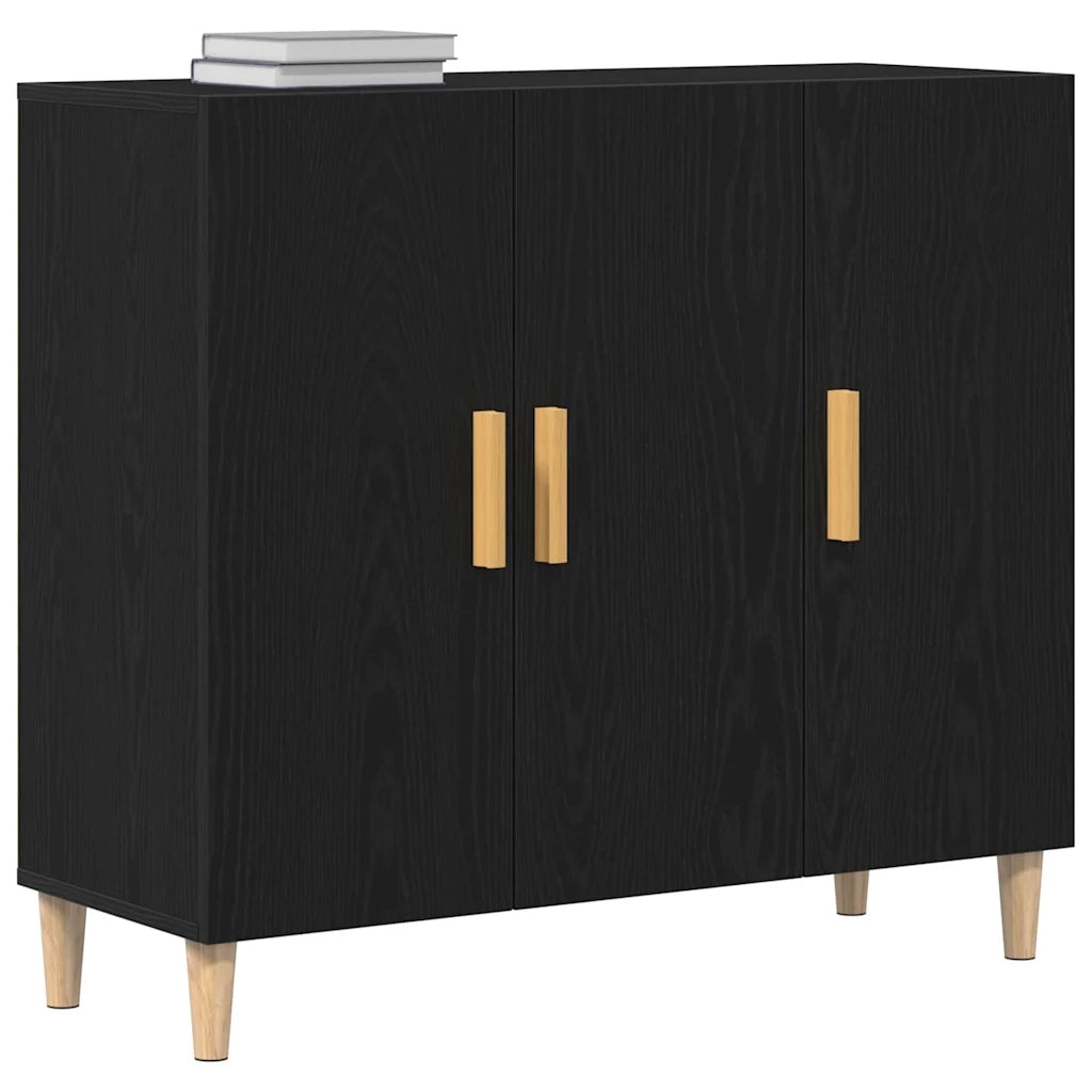 Credenza Rovere Nero 90 x 34 x 80 cm Legno ingegnerizzato 862761