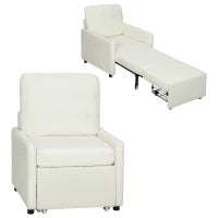 Poltrona letto rivestita in tessuto Teddy, 72 x 85,5 x 91 cm, Crema