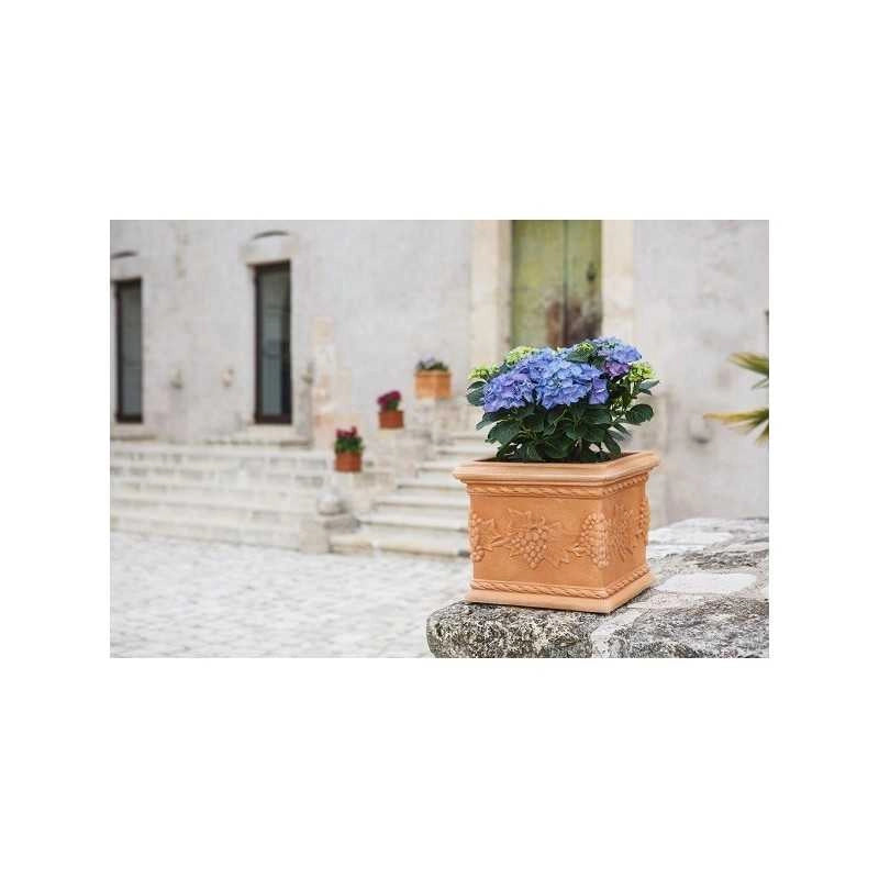 Vaso quadrato decorativo classico tradizionale 23x23 H20 in polimero resistente impruneta per piante per giardini e terrazze - Made in Italy - Monacis