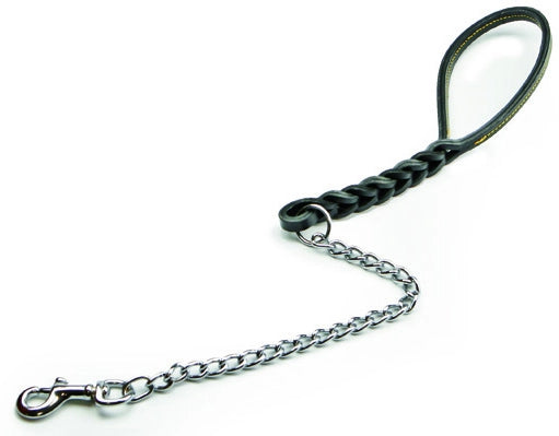 Utilia Pet GUINZAGLIO IN CUOIO DOPPIA TRECCIA CON CATENA cm. 60 col. Assortiti
