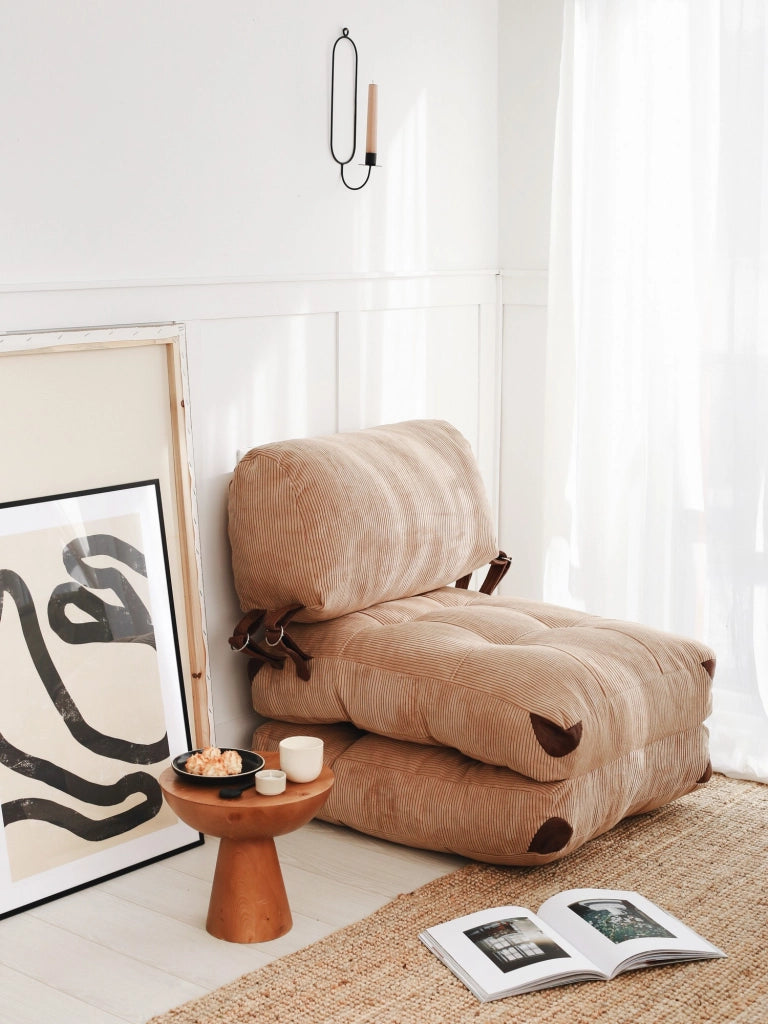 Poltrona-letto in tessuto "Fold" - 80 x 60 x 70 cm - Marrone