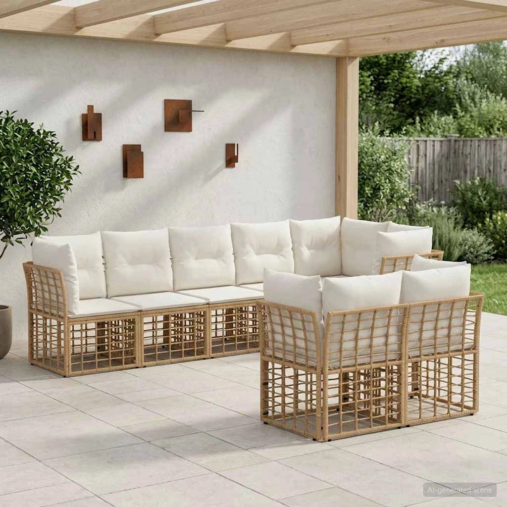 Set di divani da esterno Naturale Poliestere 3437514
