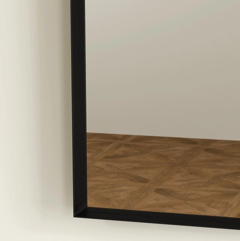 Specchio da bagno arcuato 50x70 cm con cornice in alluminio nero