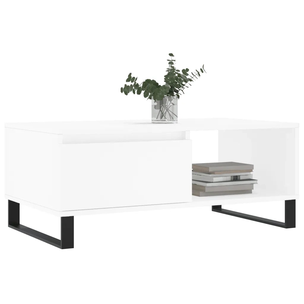 Tavolino da salotto | Tavolino da caff¨¨ | Tavolino da Soggiorno Bianco 90x50x36,5 cm in Legno Multistrato