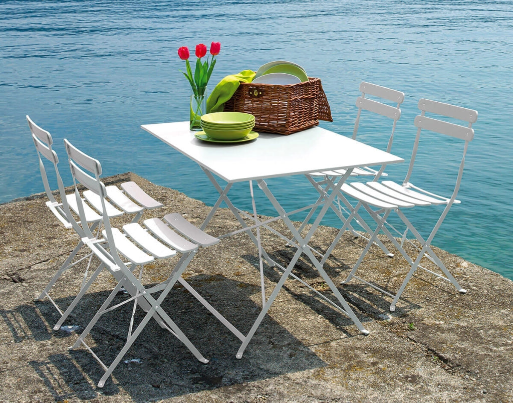 Tavolo Rettangolare da Giardino 110x70 cm in Ferro Vorghini Bistrò Avorio