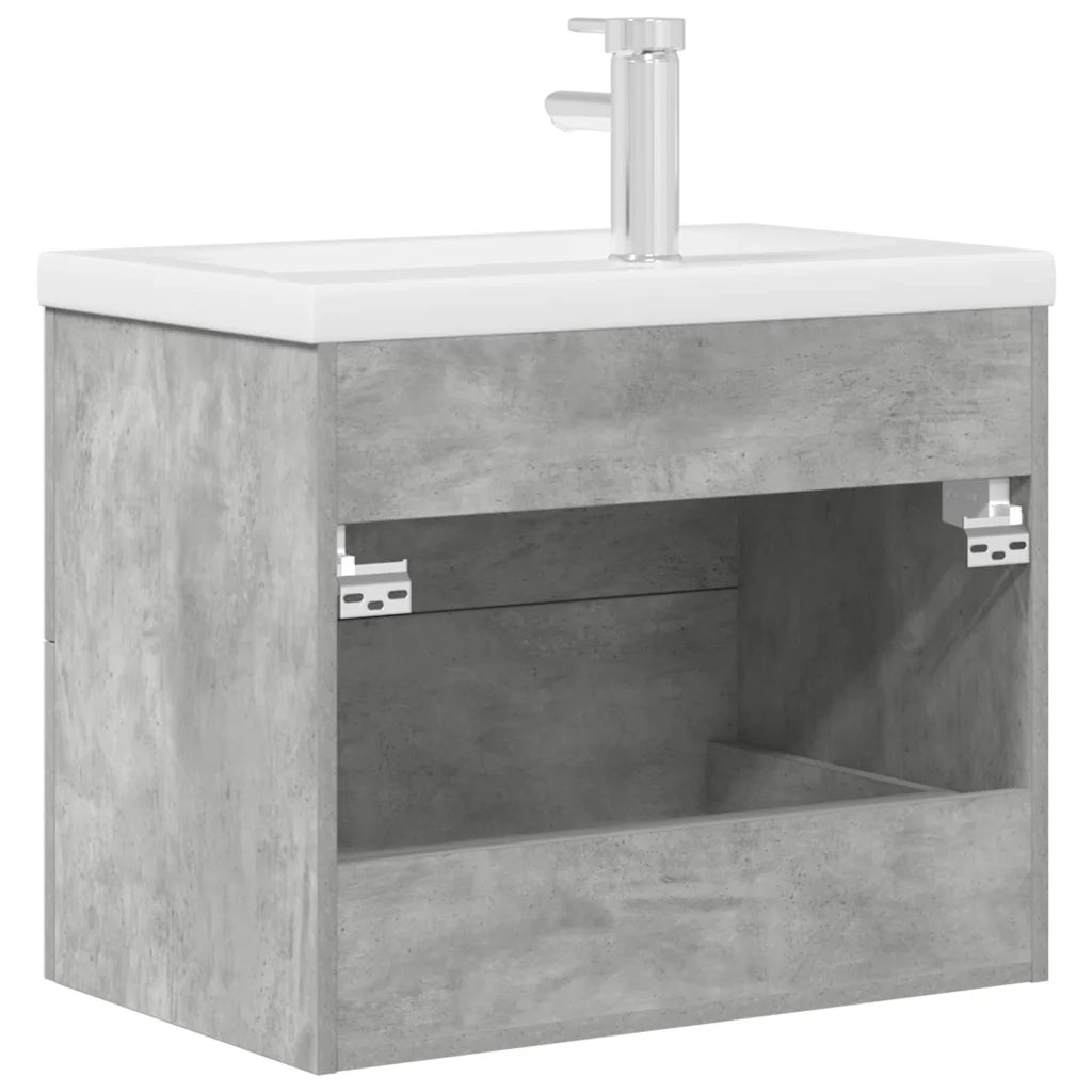 Set Mobili da Bagno 2 pz Grigio Cemento in Legno Multistrato