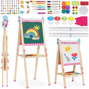 Tavolo da disegno 3 in 1 a doppia faccia con rullo di carta - Regolabile in altezza (95-125cm)